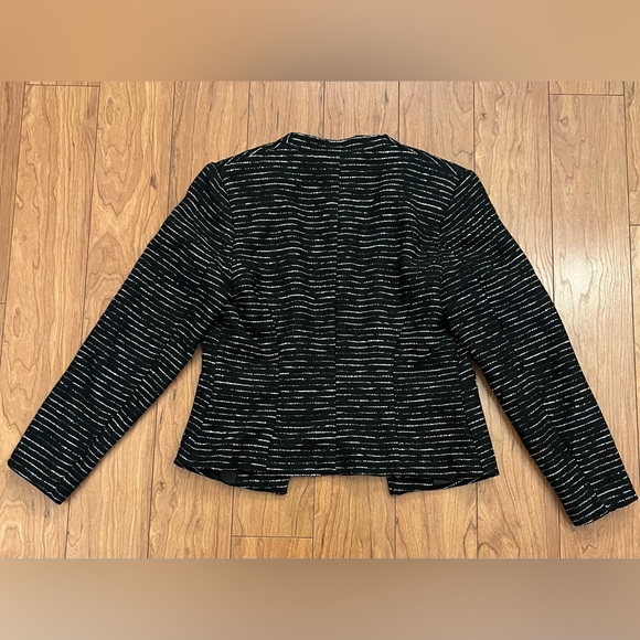 NWT H&M Small Ladies Textured Open Front Suit Jacket Blazer Black & White Small - Picture 7 of 7